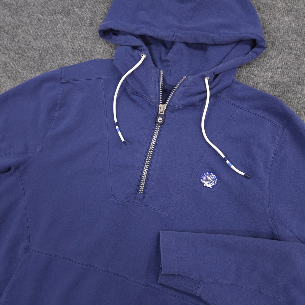 B Draddy The Kittansett Club Proctor 1/4 Zip Hoodie Mens XL Blue French Terry